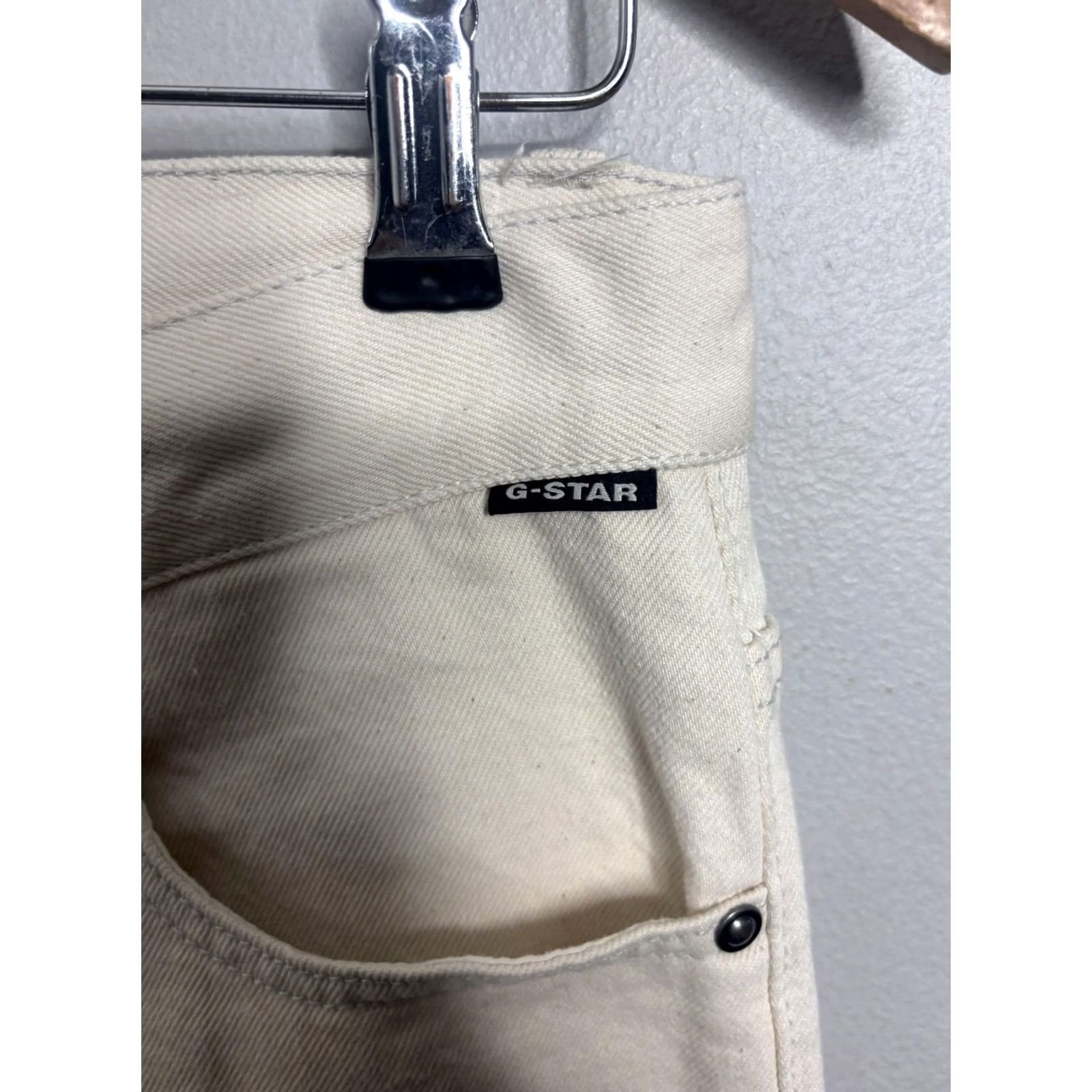 Vintage G-Star RAW Triple A Regular Straight Jeans Mens Off-White Cream Denim Pants Size US 33 - 4 Thumbnail