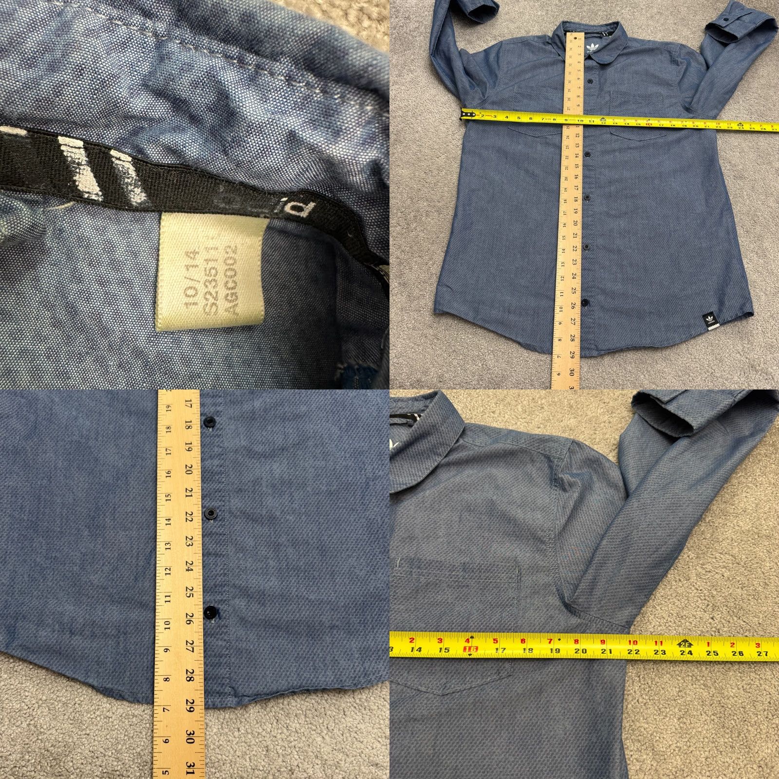 Adidas Adidas Shirt Mens Medium Blue Casual Chambray Textured Long Sleeve Button Down Size US M / EU 48-50 / 2 - 8 Thumbnail