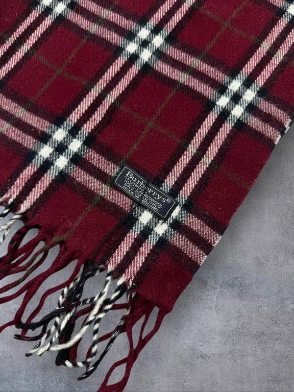 Burberry Vintage Burberry full pattern scarf burgundy wool og Size ONE SIZE - 6 Thumbnail