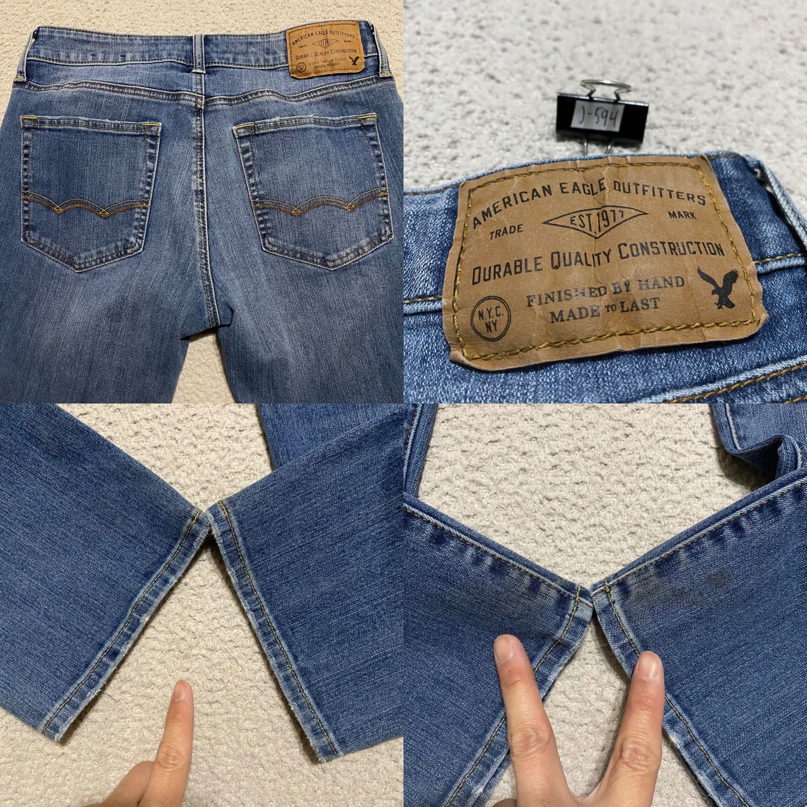 American Eagle Outfitters American Eagle Outfitters Jeans 29x32 Blue Denim Medium Wash Slim Straight Low Rise Men 5-Pocket Design Size US 29 - 9 Thumbnail