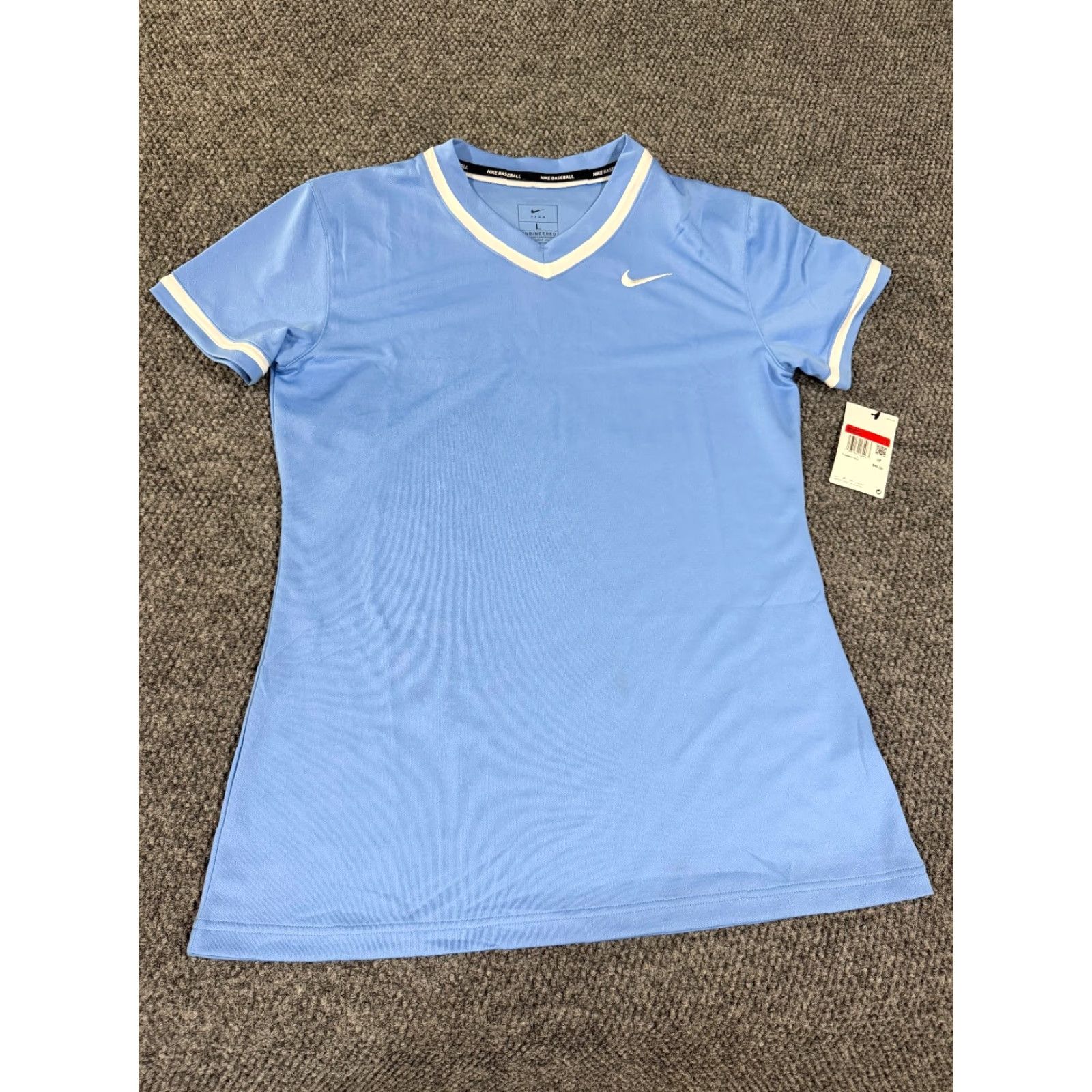 Nike Nike Dri-Fit baseball shirt Womens L blue Short Sleeve athletic logo Nike Shirt Size L / US 10 / IT 46 - 2 Thumbnail
