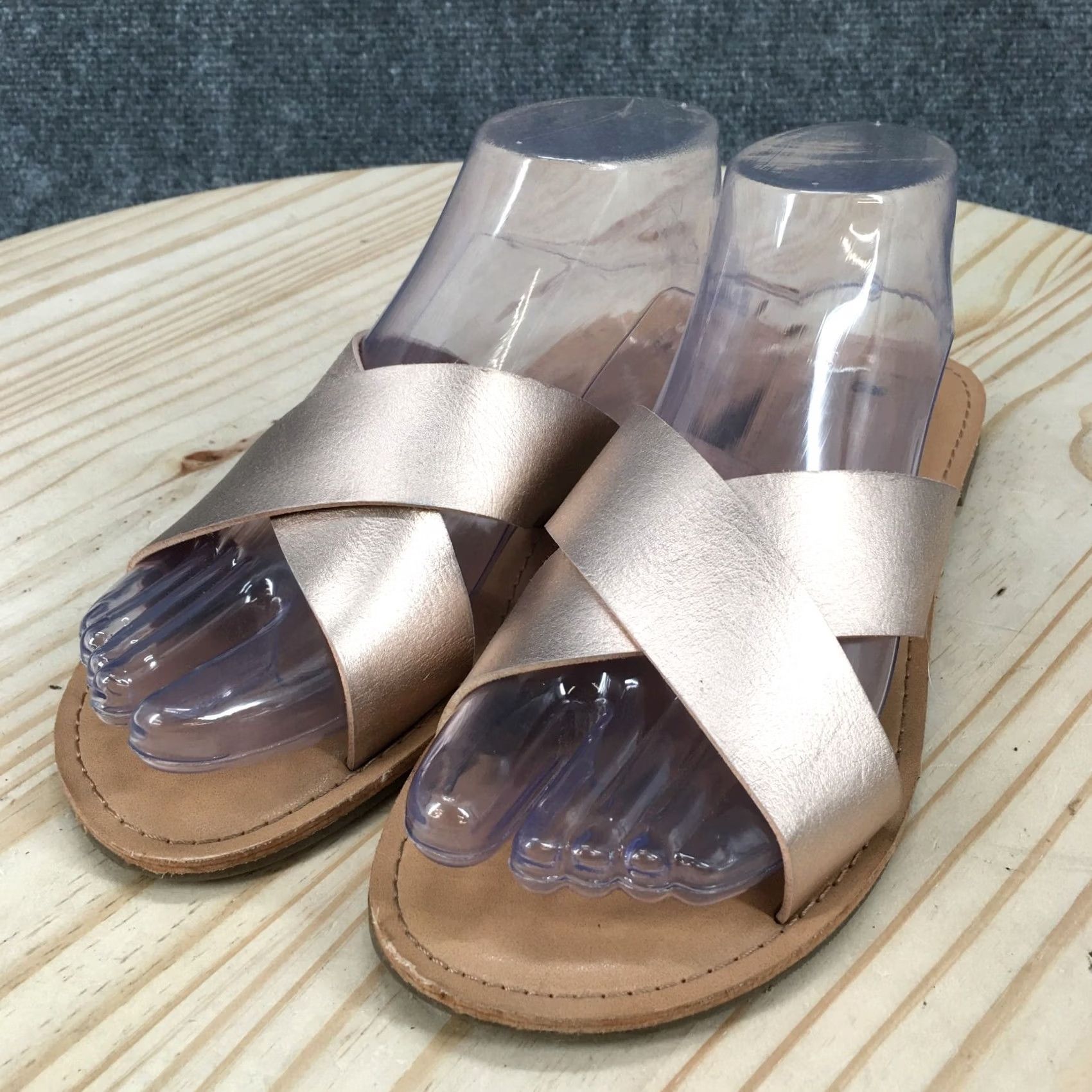 Gap Gap Sandal Womens 8 Beige Criss Cross Slide Open Toe Casual Comfort Leather Size US 8 / IT 38 - 6 Thumbnail