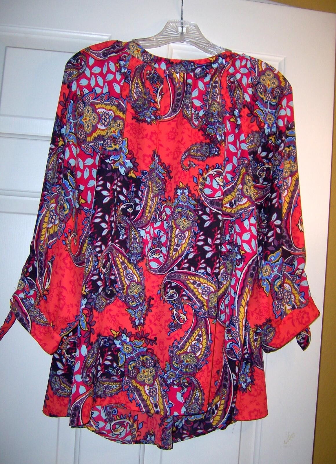 Other Fig & Flower Boho-inspired Red Paisley Peasant Blouse 2X Size XXL / US 16-18 / IT 52-54 - 4 Thumbnail