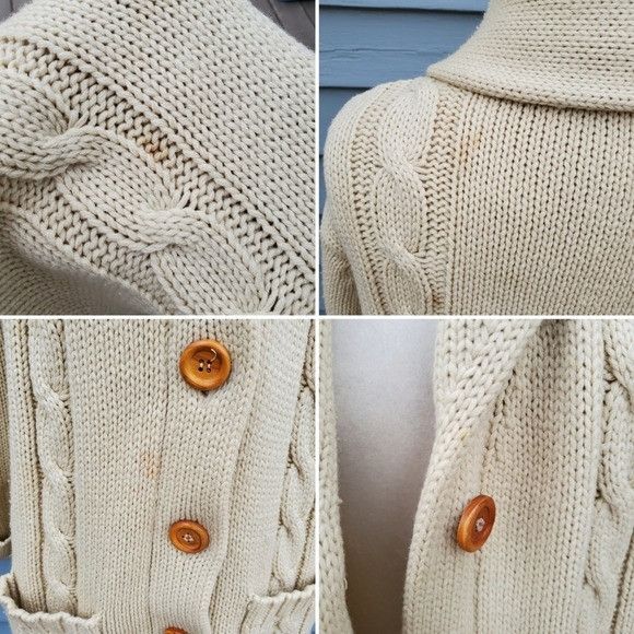 Vintage Vintage 70s Cream Cable Knit Greek Fisherman Cardigan Button Size L / US 10 / IT 46 - 3 Thumbnail