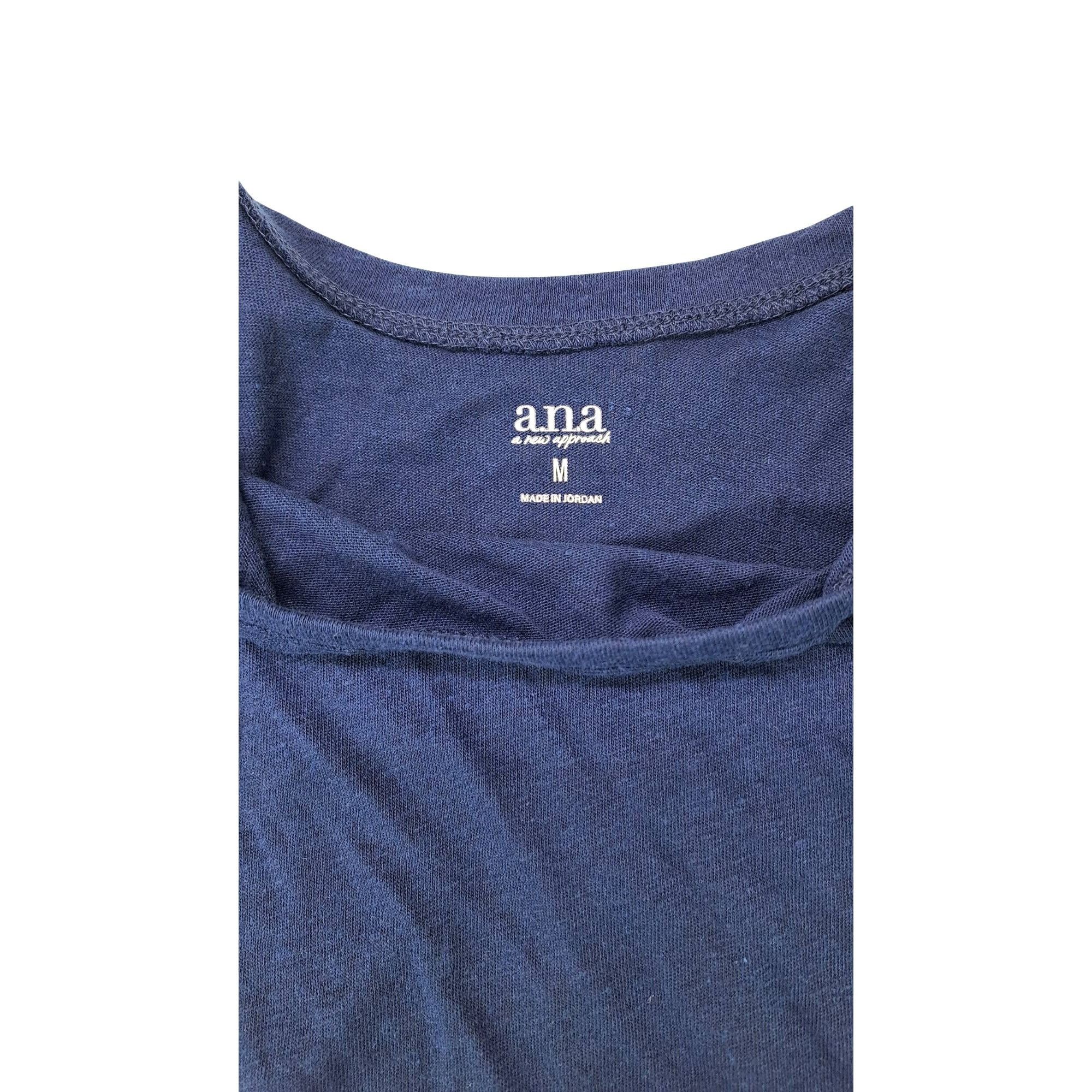 Other A.N.A Tank Top Blue Sleeveless Scoop Neck Women Medium Linen Size M / US 6-8 / IT 42-44 - 3 Thumbnail