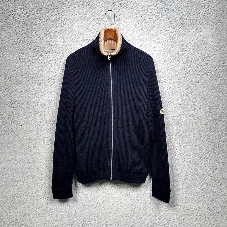 Gucci Gucci Blue High Neck Sweater Jacket-dmc Size US S / EU 44-46 / 1 - 1 Thumbnail