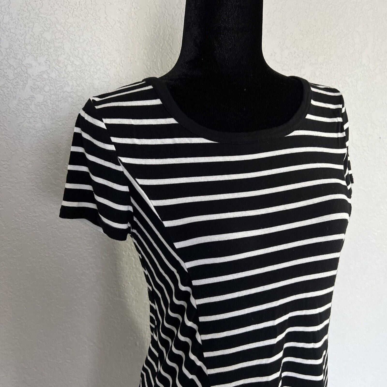 Other Cable & Gauge Top Short Sleeve Blouse Small Black Striped Size S / US 4 / IT 40 - 2 Thumbnail