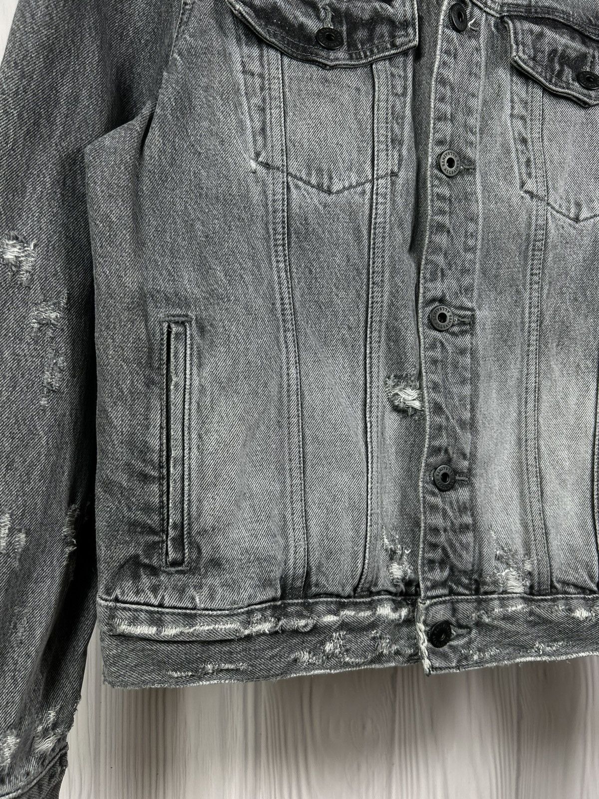 Allsaints Allsaints Bilton Denim Distressed Jacket Size XL Dark Gray Size US XL / EU 56 / 4 - 4 Thumbnail