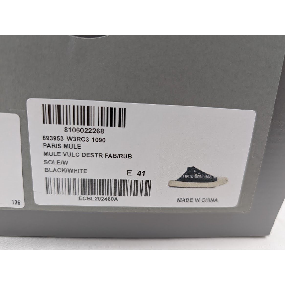 Balenciaga o1rshd1 Paris Mule Destroyed Mule VLUC in Black/White Size US 8 / EU 41 - 24 Thumbnail
