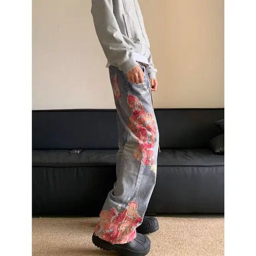 VIBE Patchwork Embroidery Baggy Denim Jeans Size US 32 / EU 48 - 8 Thumbnail