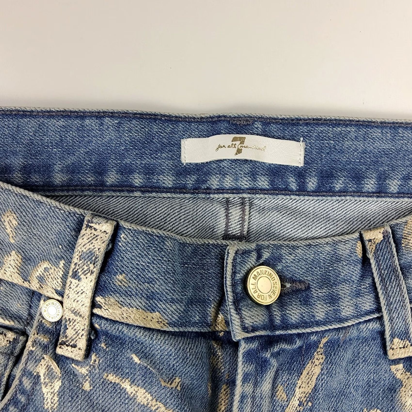 7 For All Mankind 7 For All Mankind Women’s Gold Leaves Metallic Relaxed Crop Skinny Jeans Size 25 Size 42" / US 20 - 6 Thumbnail