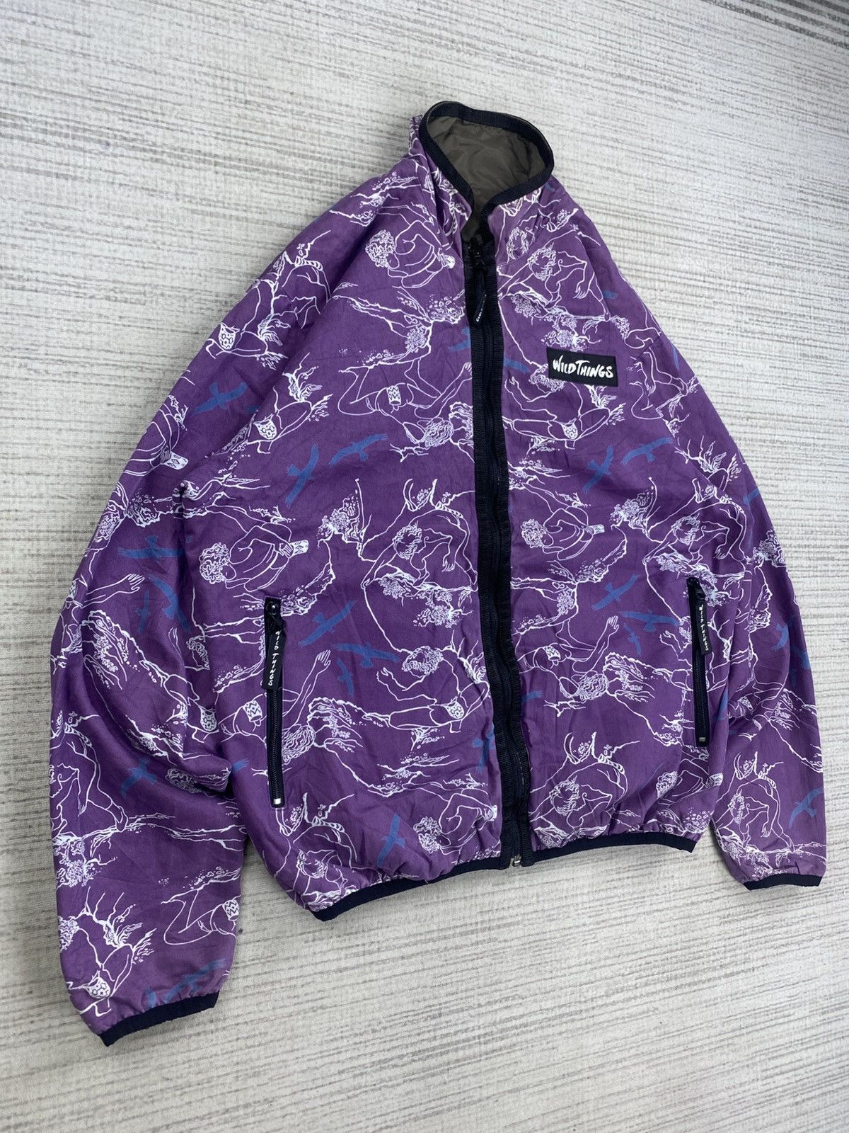 Japanese Brand × Vintage × Wild Things Vintage Wild Things Full Printed Reversible Zipper Jacket Size US L / EU 52-54 / 3 - 5 Thumbnail