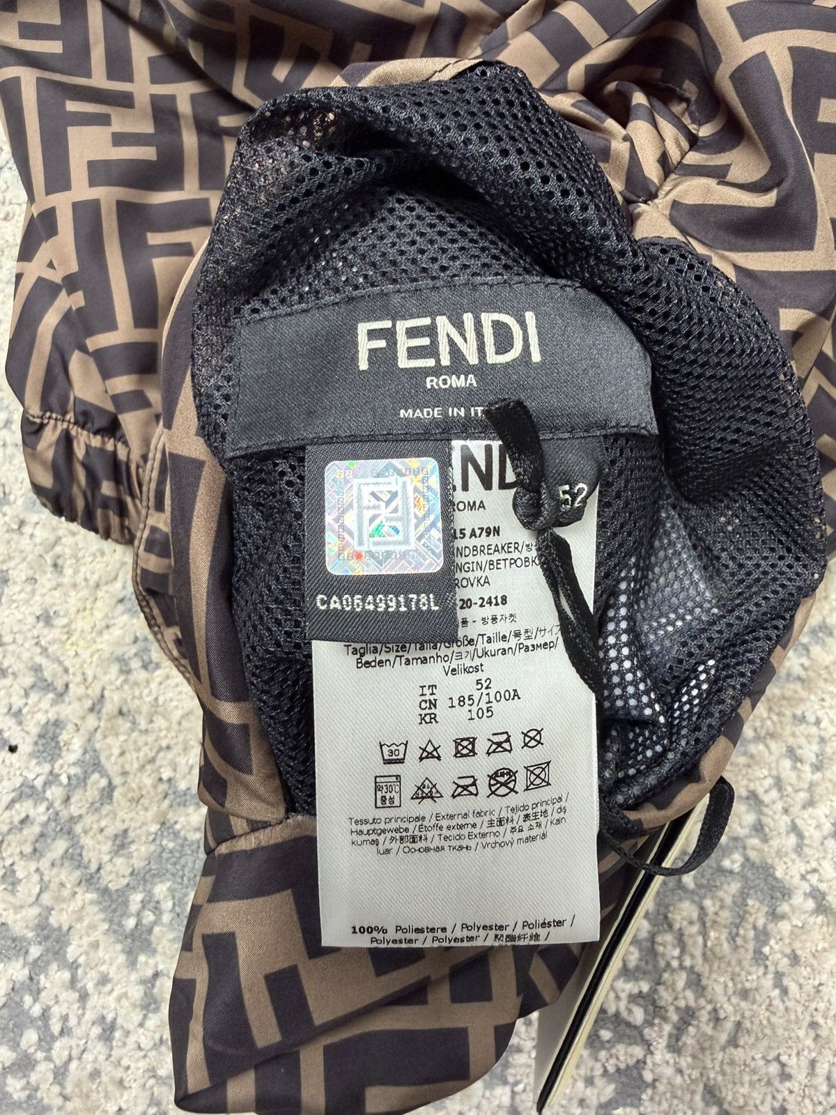 Fendi Fendi FF Monogram Windbreaker Jacket (Brown) Size 52 Size US L / EU 52-54 / 3 - 7 Thumbnail