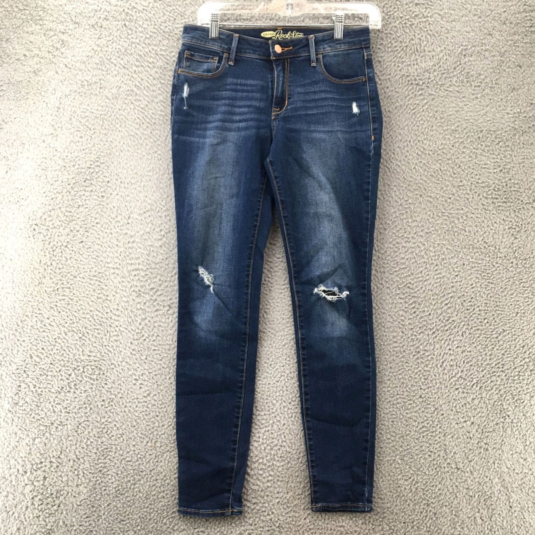Old Navy Old Navy Skinny Jeans Womens Size 6 Blue Denim Mid Rise Dark Wash Zip Ripped Knee Size 28" / US 6 / IT 42 - 2 Thumbnail