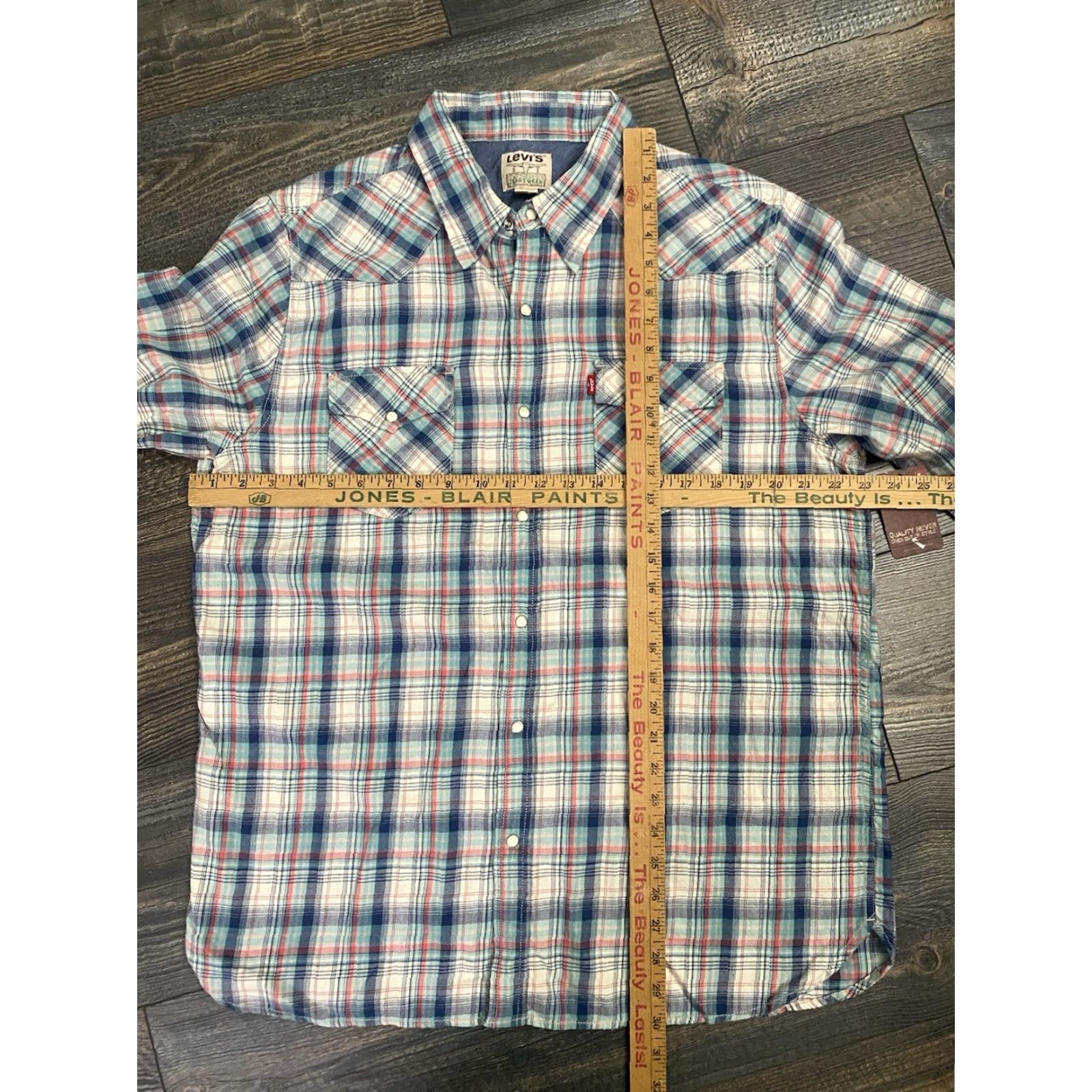 Levi's VINTAGE Levi’s Authentic Jeans Wear L/S Pearl Snap Blue Plaid Men’s XL NEW NWT Size US 36 / EU 52 - 4 Thumbnail