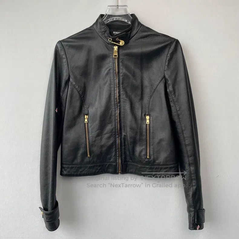 Versace Versace Solid color zippered pocket leather jacket Size XL / US 12-14 / IT 48-50 - 1 Thumbnail