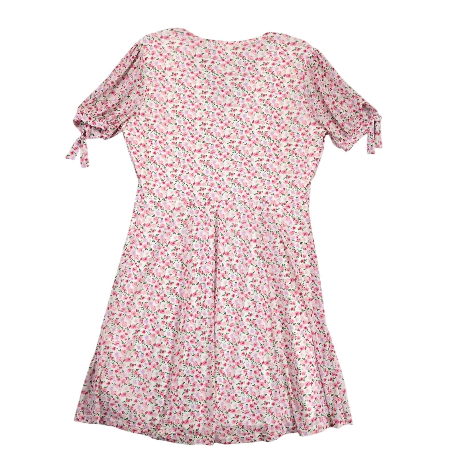 Other Siren Lily White Pink Floral Babydoll Dress Sz L Knee-Length Size L / US 10 / IT 46 - 3 Thumbnail