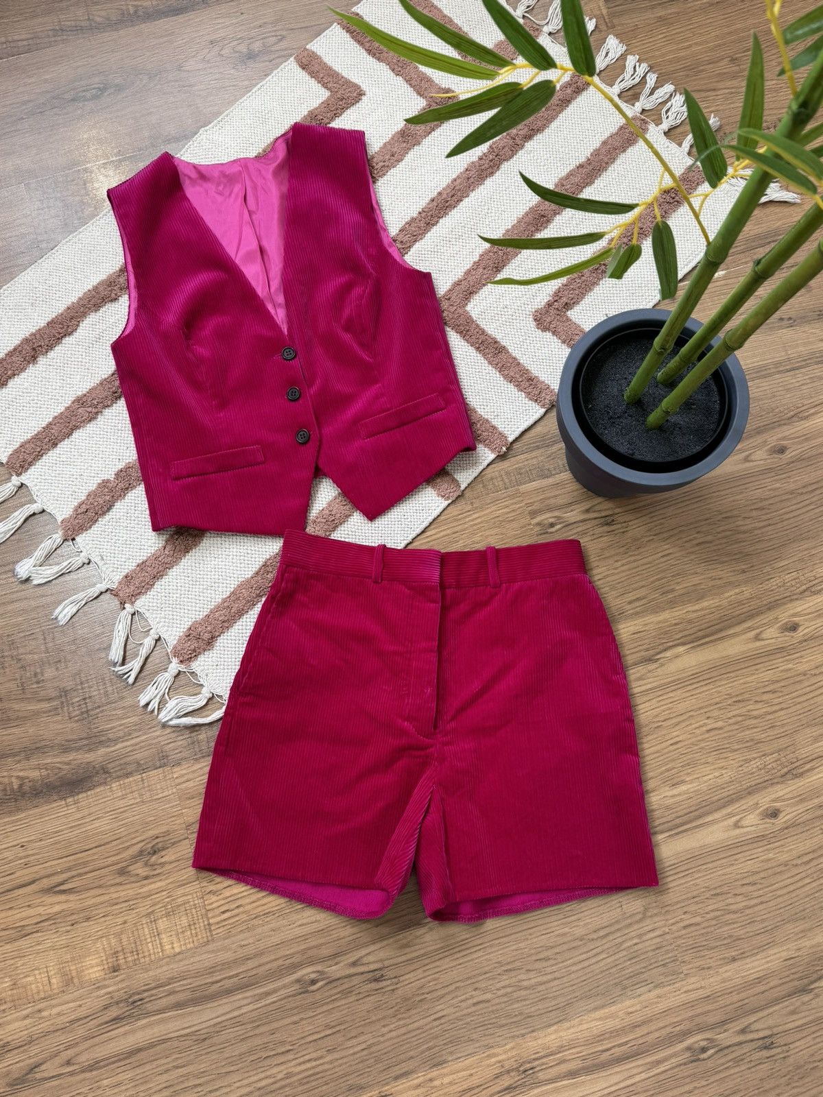 image of Vintage Sandro Velvet 2000S Tracksuit in Pink, Women's (Size Small)