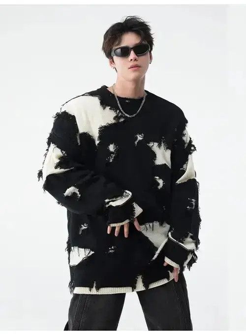 Japanese Brand × Vintage Retro hip hop star distressed oversized sweater knitwear Size US L / EU 52-54 / 3 - 2 Thumbnail