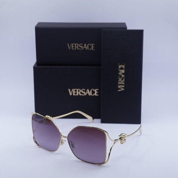 Versace Versace VE2288 1002/6X Sunglasses Gold Square Frame, Violet Size ONE SIZE - 9 Thumbnail