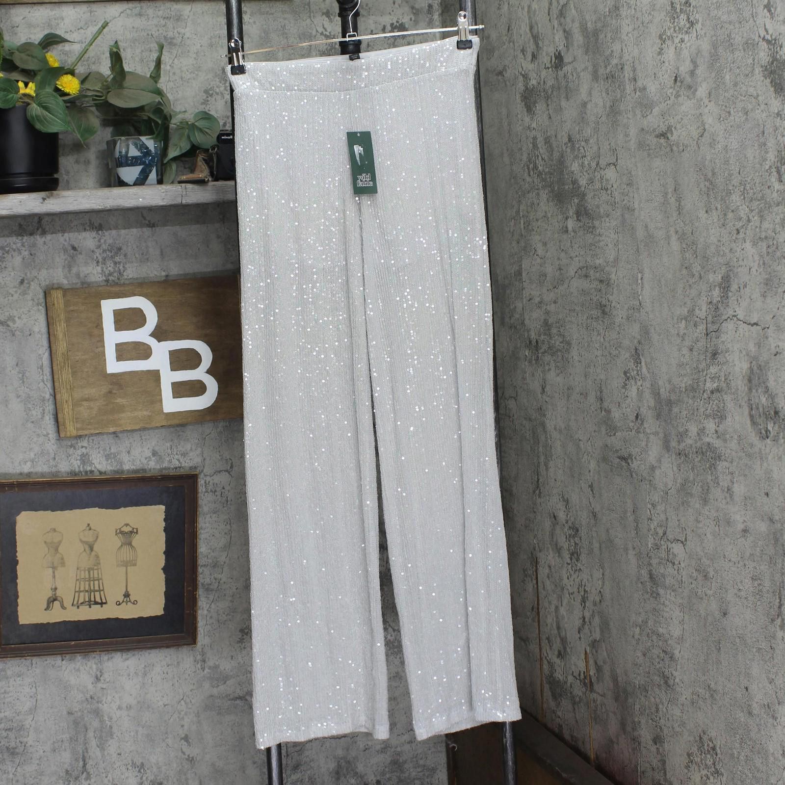Designer Nwt Wild Fable Leg Holiday Sequin Pants 91904442 Gray S Size 28" / US 6 / IT 42 - 1 Thumbnail