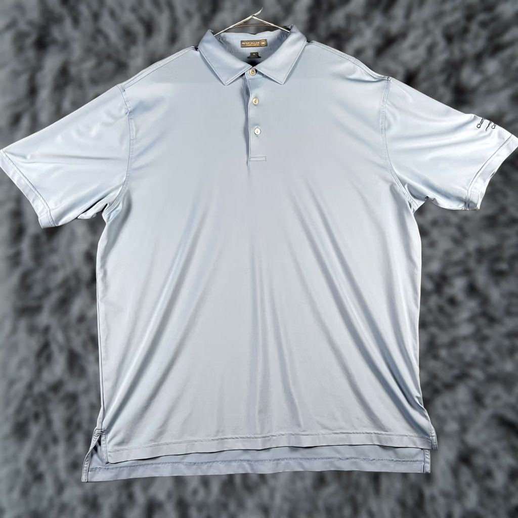 Peter Millar Peter Millar Summer Comfort Polo Shirt XL Blue Champions Run Cottonwood Logo Embroidered Short Sleeve Polo Men Regular Fit Sports Golf Shirt Size US XL / EU 56 / 4 - 1 Thumbnail