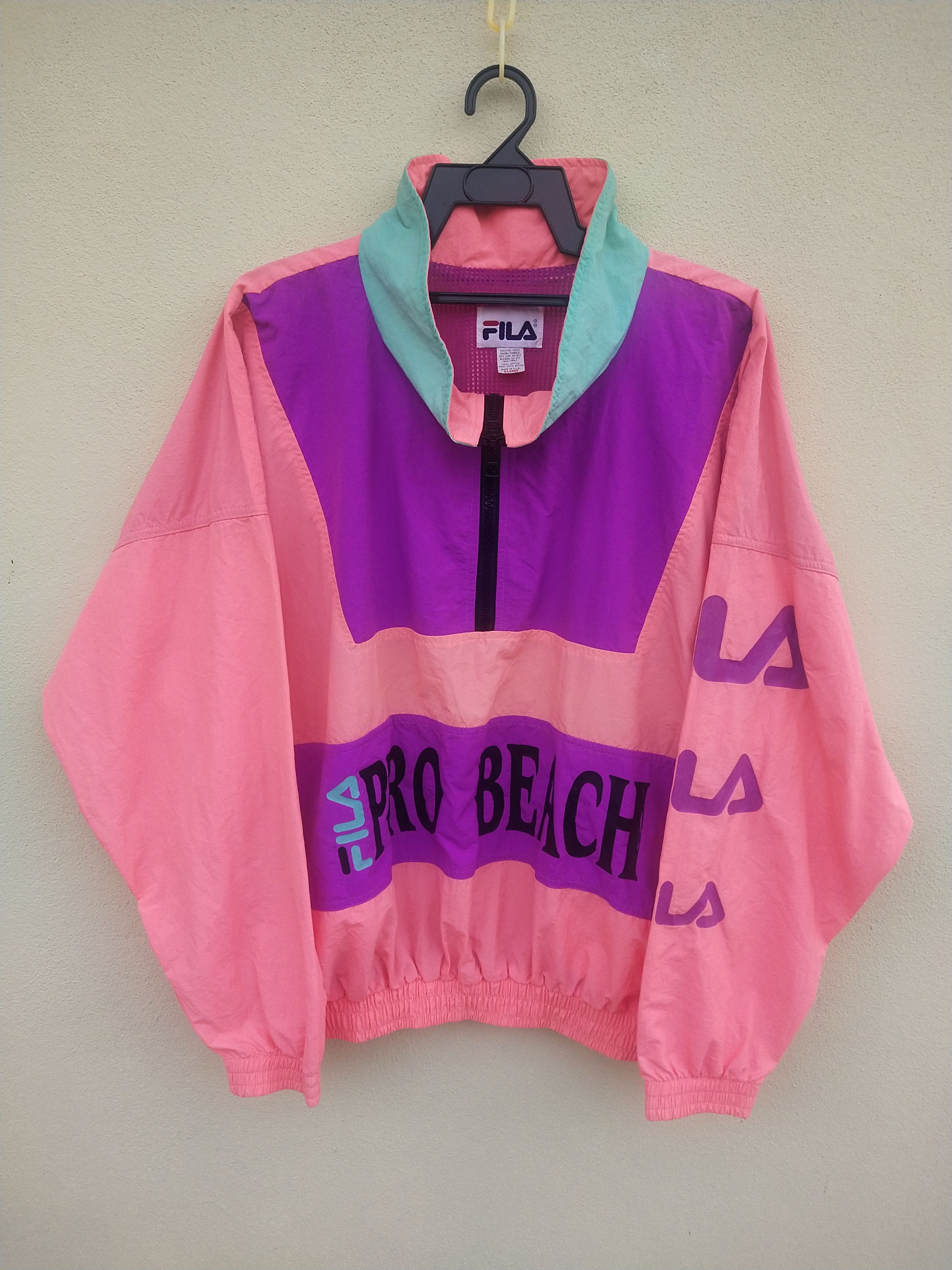 💥 Rare Vintage Fila Pro Beach Anorak Nylon Windbreaker
