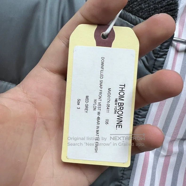 Thom Browne Thom Browne Solid Striped Down Vest Gray Size US L / EU 52-54 / 3 - 6 Thumbnail