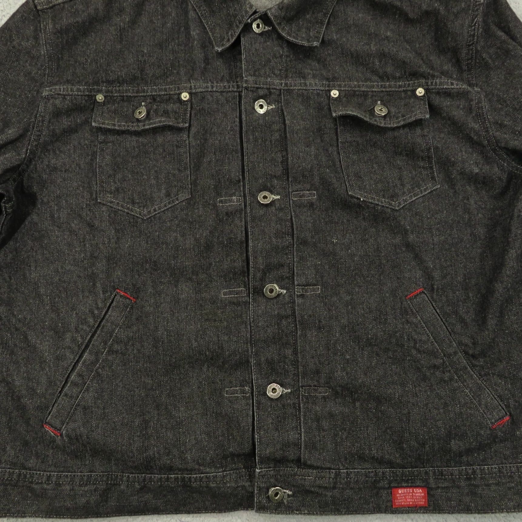 Guess VTG GUESS Denim Jacket Men 3XL Black Type I Trucker 90s 80s Lightweight USA MADE Jacket Size US XXL / EU 58 / 5 - 2 Thumbnail