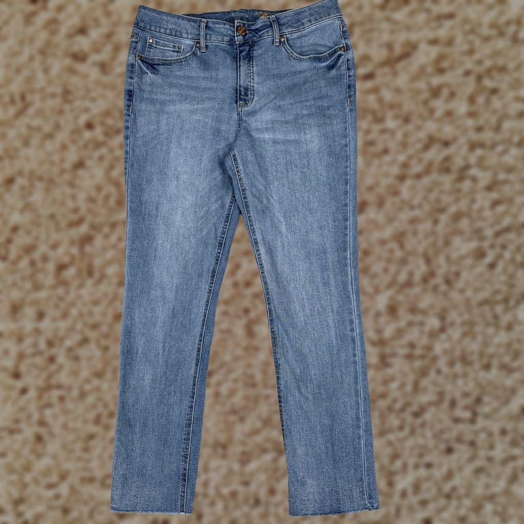 Vintage Seven7 Jeans Womens 12 Straight Jeans Blue Medium Wash Mid Rise 5-Pocket Denim Regular 32x29 Fashion Pants Size 34" / US 12 / IT 48 - 1 Thumbnail