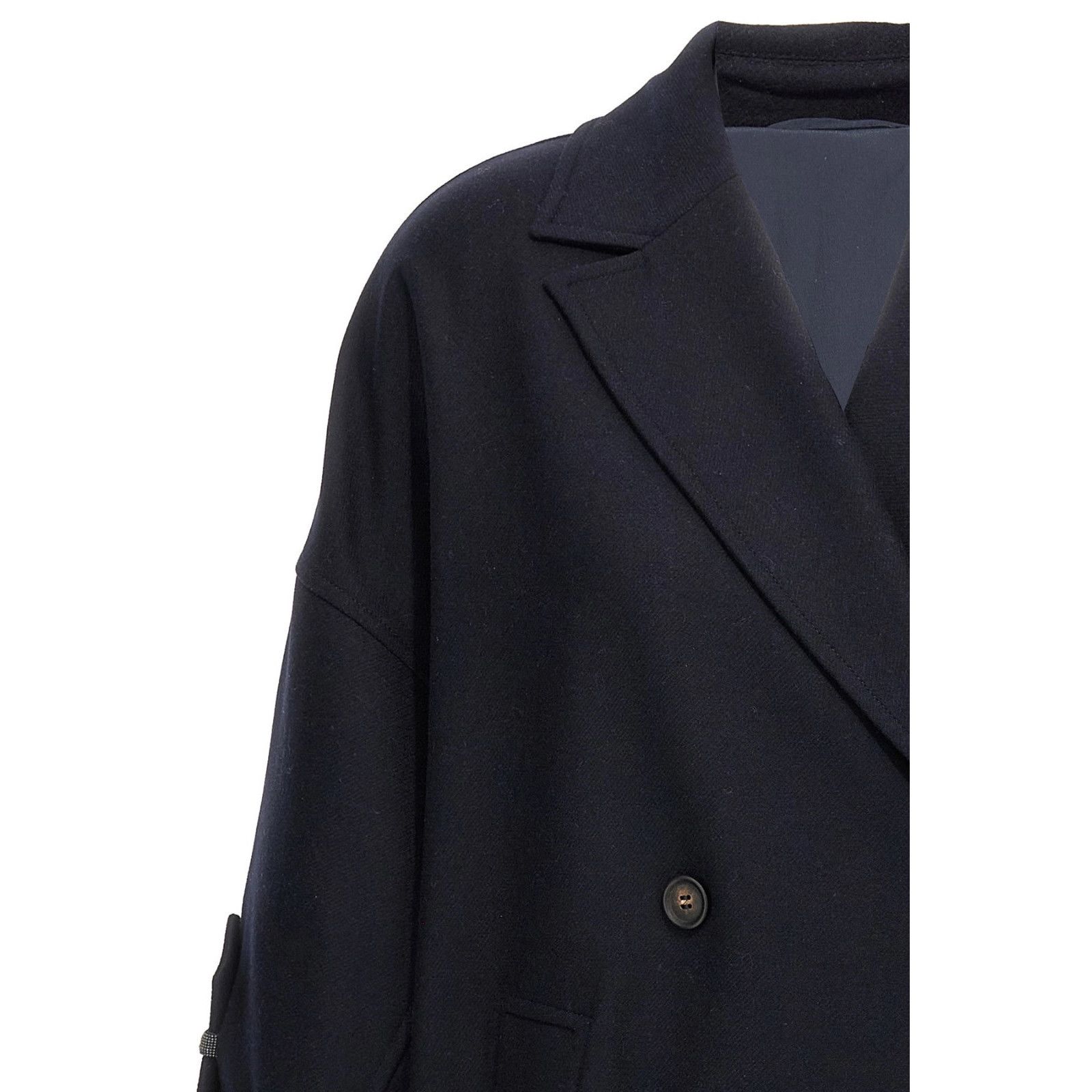 Brunello Cucinelli BRUNELLO CUCINELLI Blue Wool Long Coat New & Authentic (Wome Size XS / US 0-2 / IT 36-38 - 3 Thumbnail