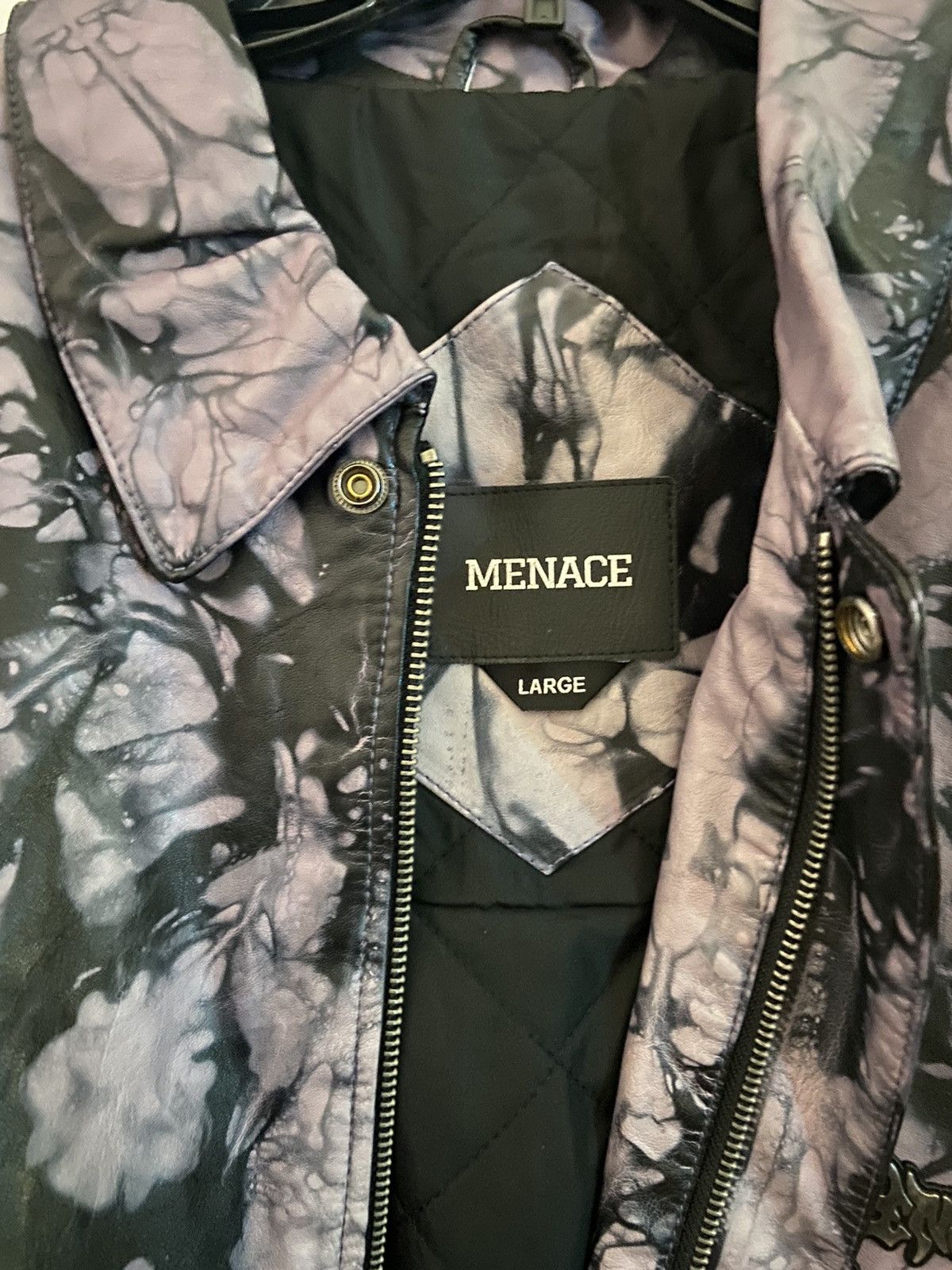 Menace Menace Tye Dye Leather Flight Jacket Bomber Size US L / EU 52-54 / 3 - 4 Thumbnail