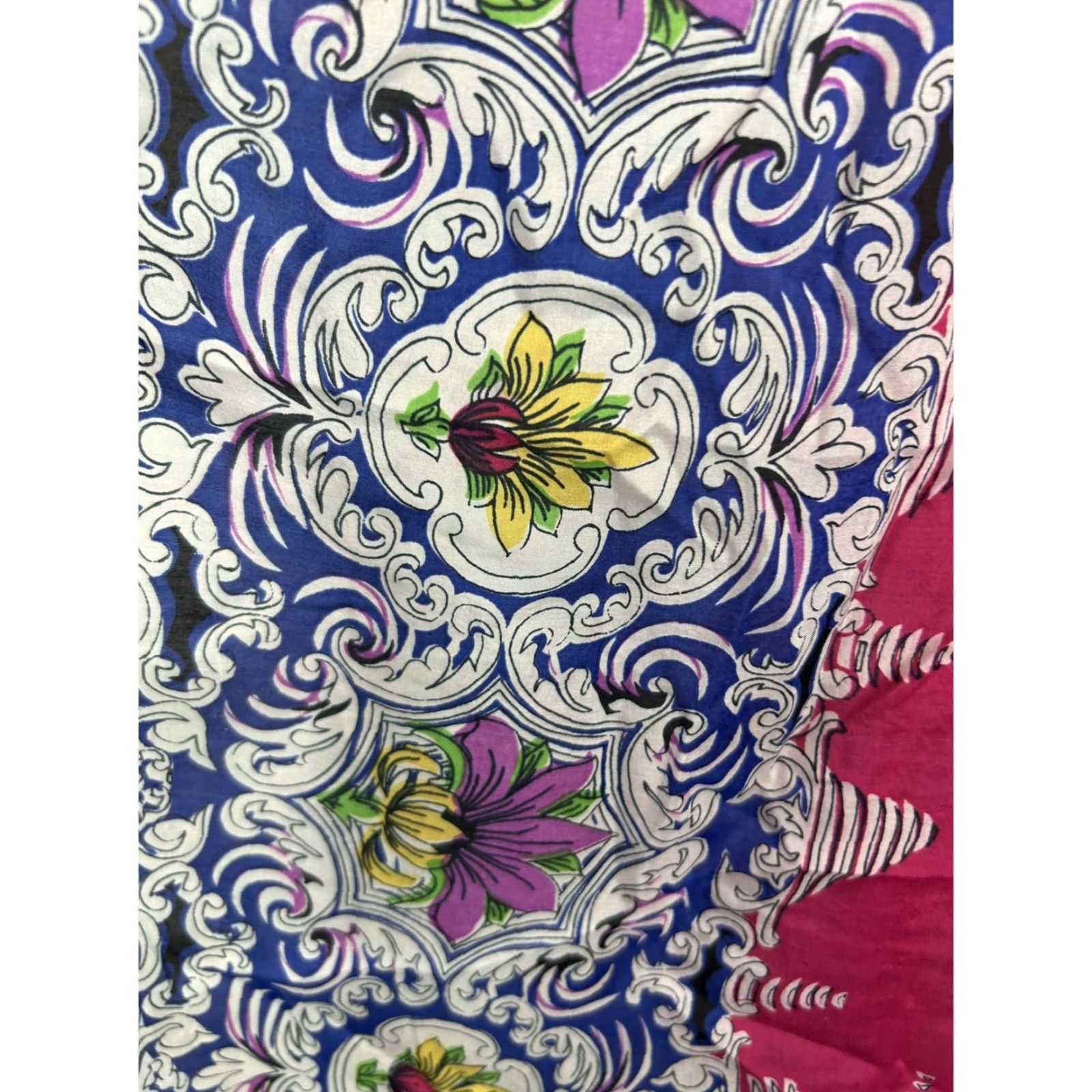 Vintage VINTAGE Silk Scarf Square Blue Floral 31x31 Womens Scarf Vintage Look Size ONE SIZE - 3 Thumbnail