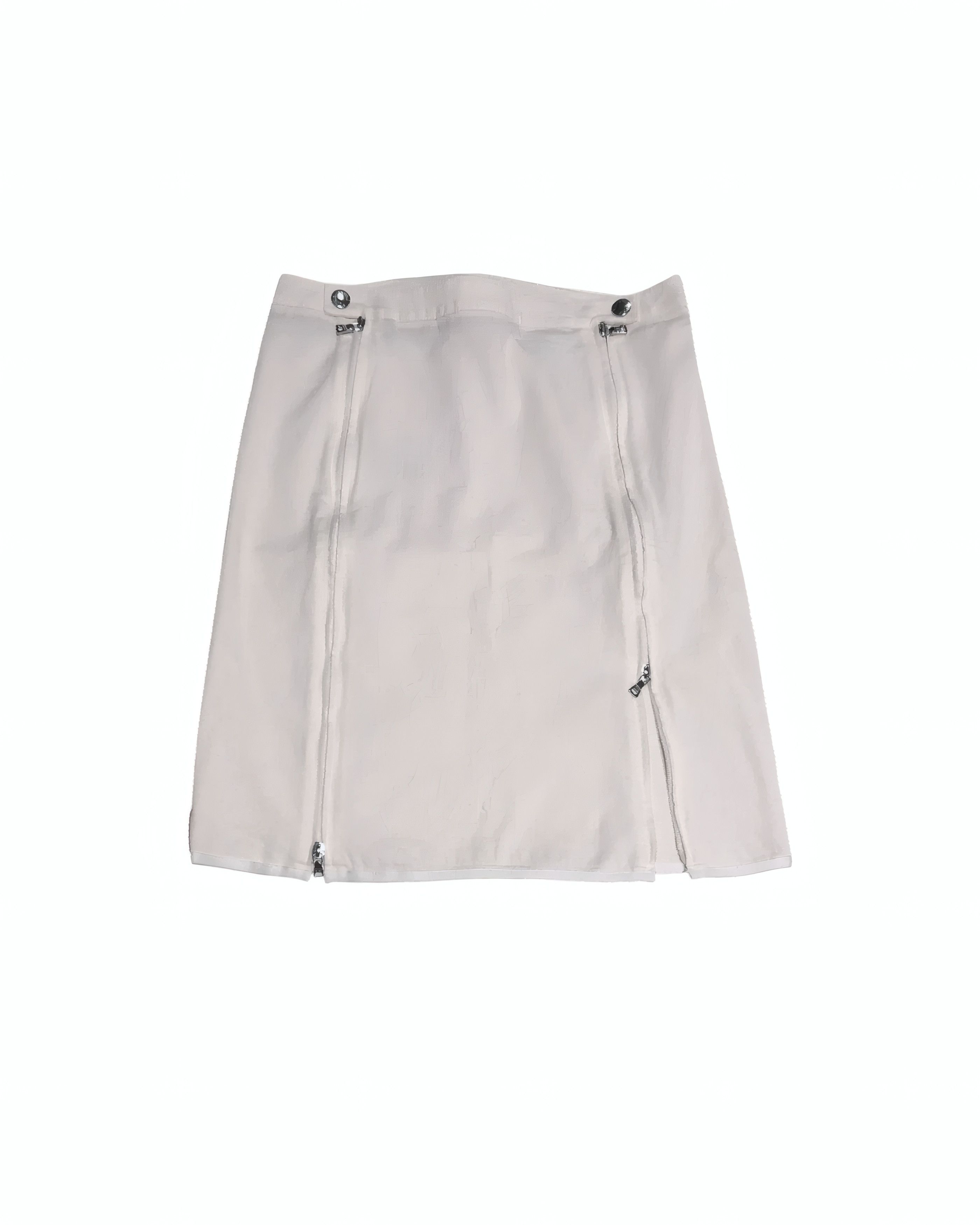 Prada Prada White Double Panel Zip Skirt w/ Modular Details 2000s Size 27" / US 4 / IT 40 - 1 Thumbnail