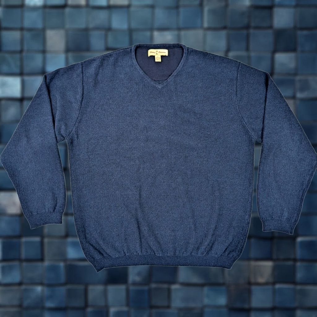 Tommy Bahama Tommy Bahama Sweater Men XL Pullover V-Neck Heathered Blue Mid-Weight Knit Lounge Casual Shirt Size US XL / EU 56 / 4 - 1 Thumbnail