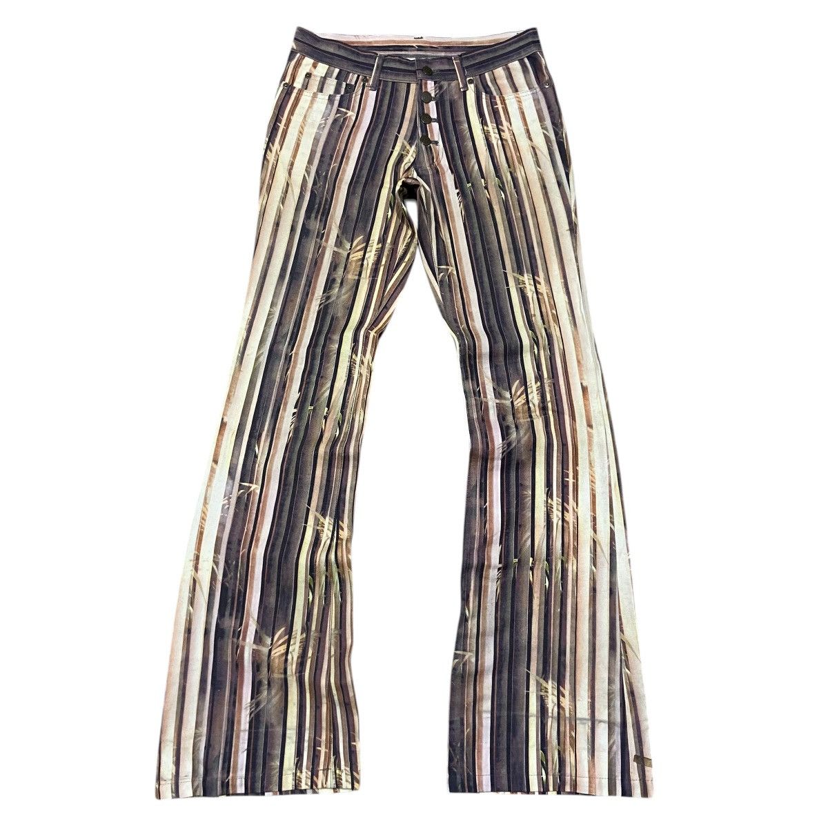 Tornado Mart Tornado Mart Leaves Bamboo Striped Pattern Flared Pants Size US 29 - 1 Thumbnail