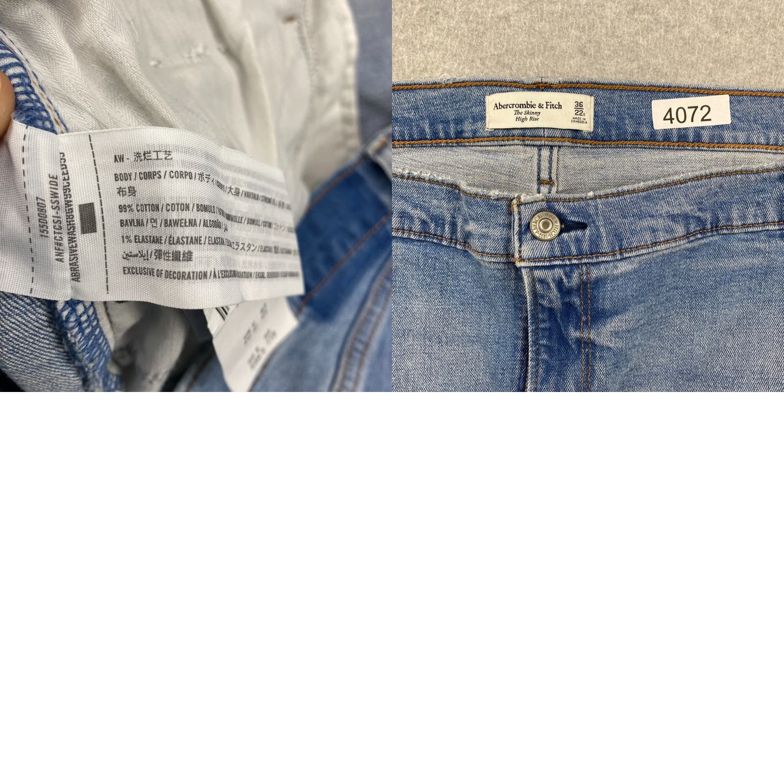 Abercrombie & Fitch Abercrombie & Fitch The Skinny Jeans Womens 22 Short Blue High Rise Stretch NWT Denim 5-Pocket Distressed Buttons Zipper Tapered Modern Girls Mens Size 40" / US 18 - 10 Thumbnail