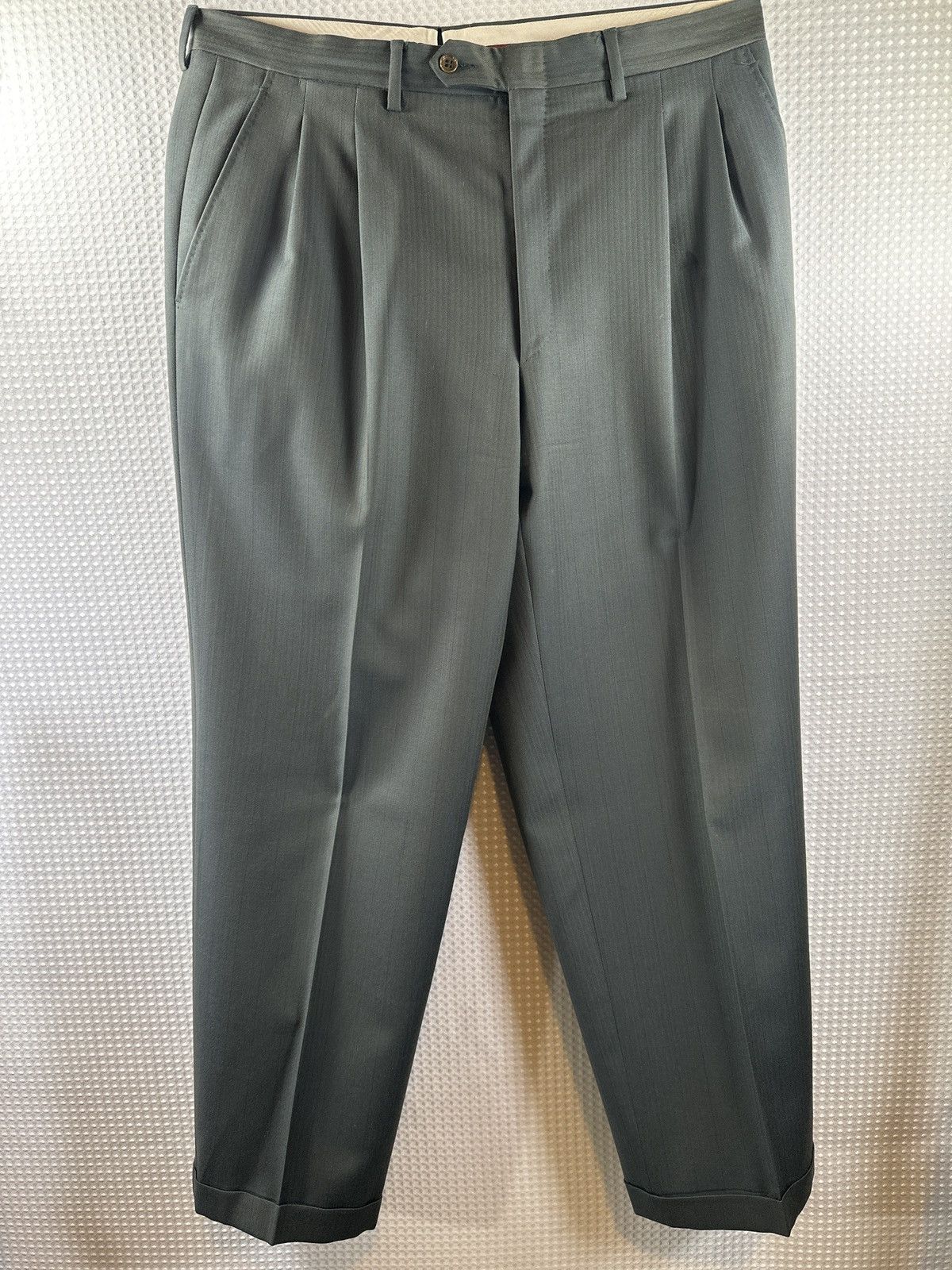 Canali Canali Milano Dark Green Wool Suit Size 44R - 9 Thumbnail