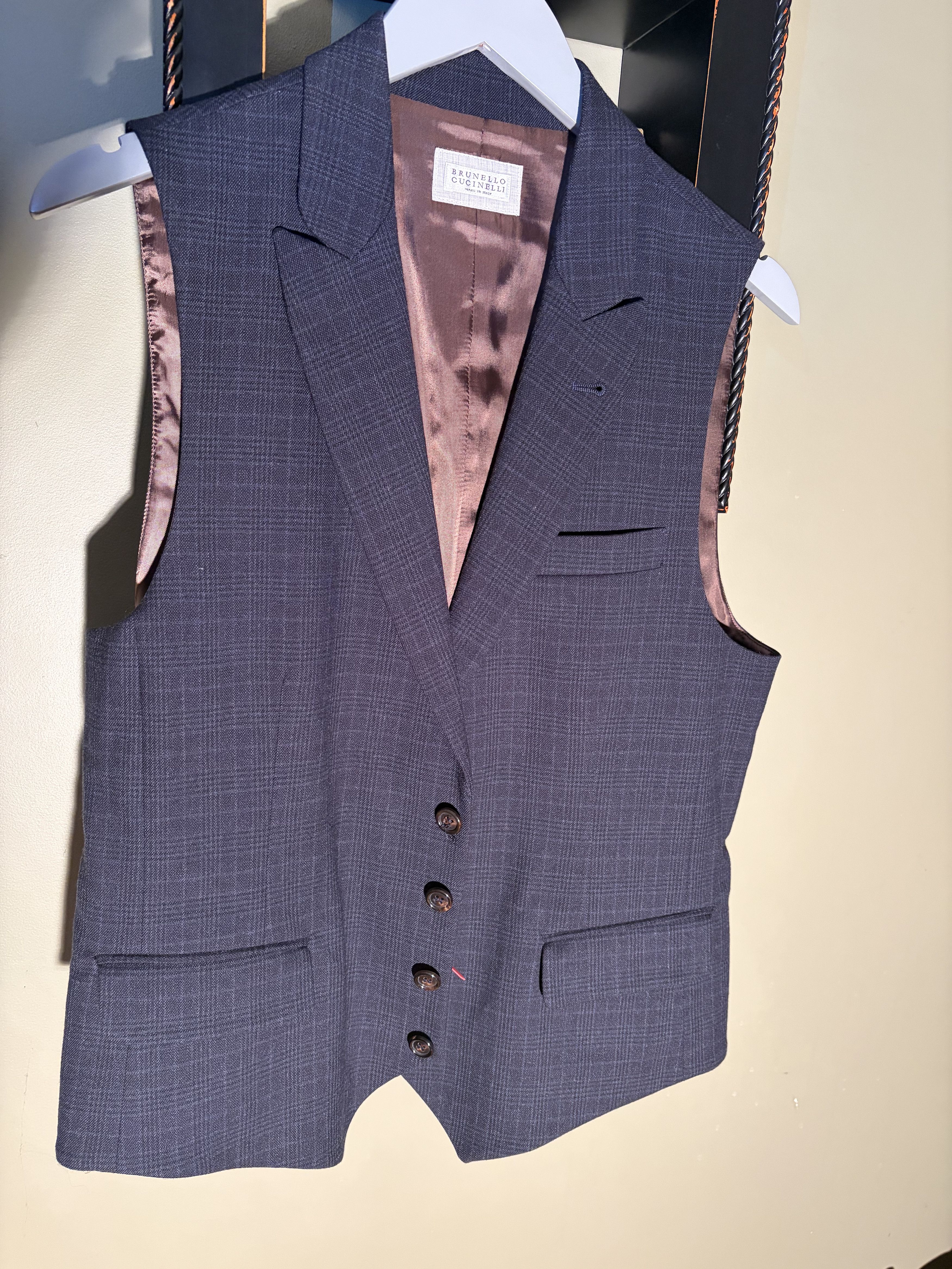 Brunello Cucinelli Brunello Cucinelli blue check suit vest brand new size 50 Size US M / EU 48-50 / 2 - 1 Thumbnail