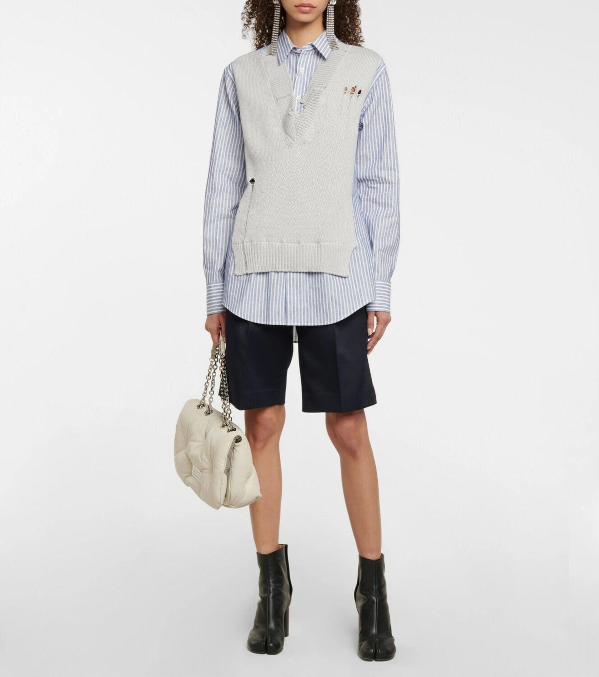 Maison Margiela o1y0625 Patterned Shirt in Blue/White Size S / US 4 / IT 40 - 4 Thumbnail
