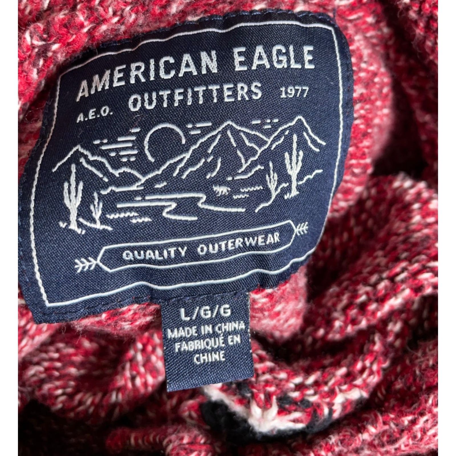American Eagle Outfitters American Eagle Outfitters Aztec Henley Sweater Hoodie Men's Large Red Geometric Tribal 90s Southwestern Hipster Size US L / EU 52-54 / 3 - 3 Thumbnail