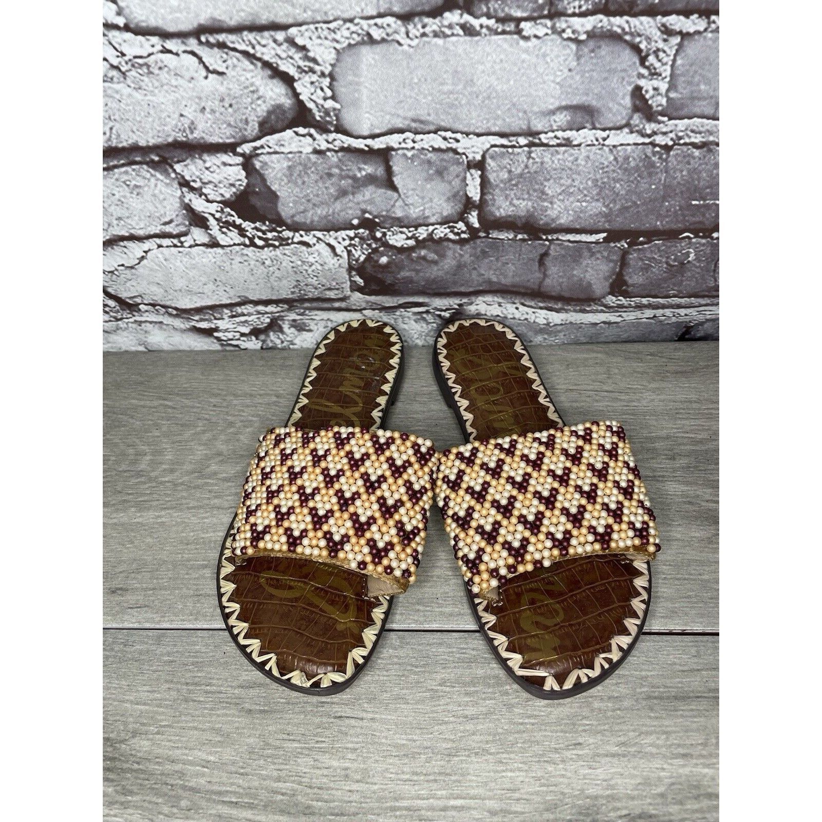 Sam Edelman Sam Edelman Gunner 3 Peach Pearl Beaded Multi Sandals Women’ Size US 6.5 / IT 36.5 - 2 Thumbnail