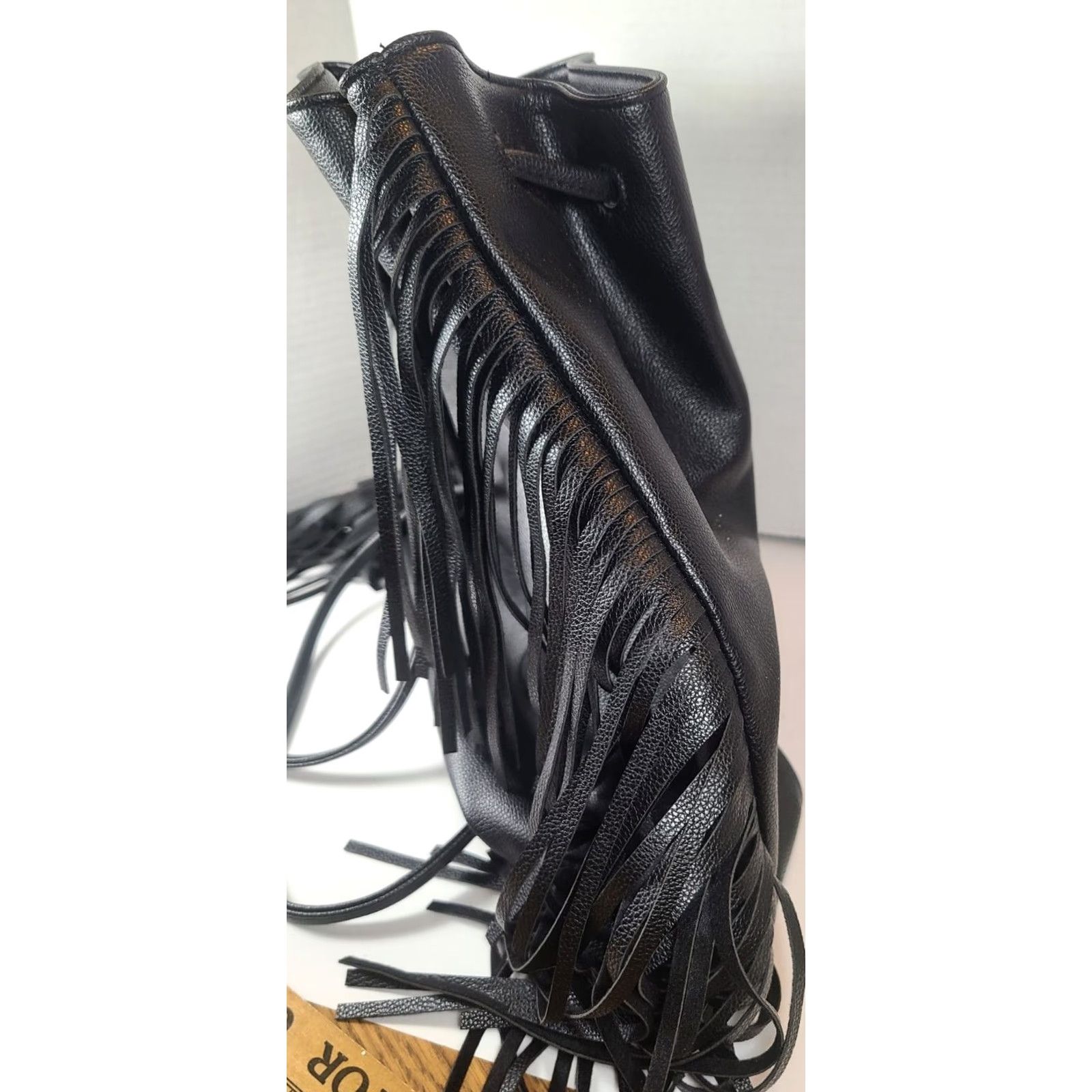 Victoria's Secret Victoria's Secret Fashion Show Backpack Black Faux Leather Fringe Drawstring Bag Women Medium Nwt Rsvp 5 Size ONE SIZE - 4 Thumbnail