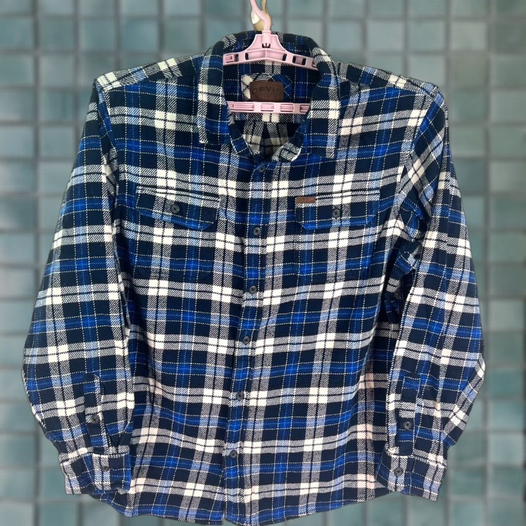 Orvis Orvis Shirt Plaid Flannel Button-Up Mens 2XL Blue Long Sleeve Pockets Casual, Workwear, Travel Size US XXL / EU 58 / 5 - 1 Thumbnail