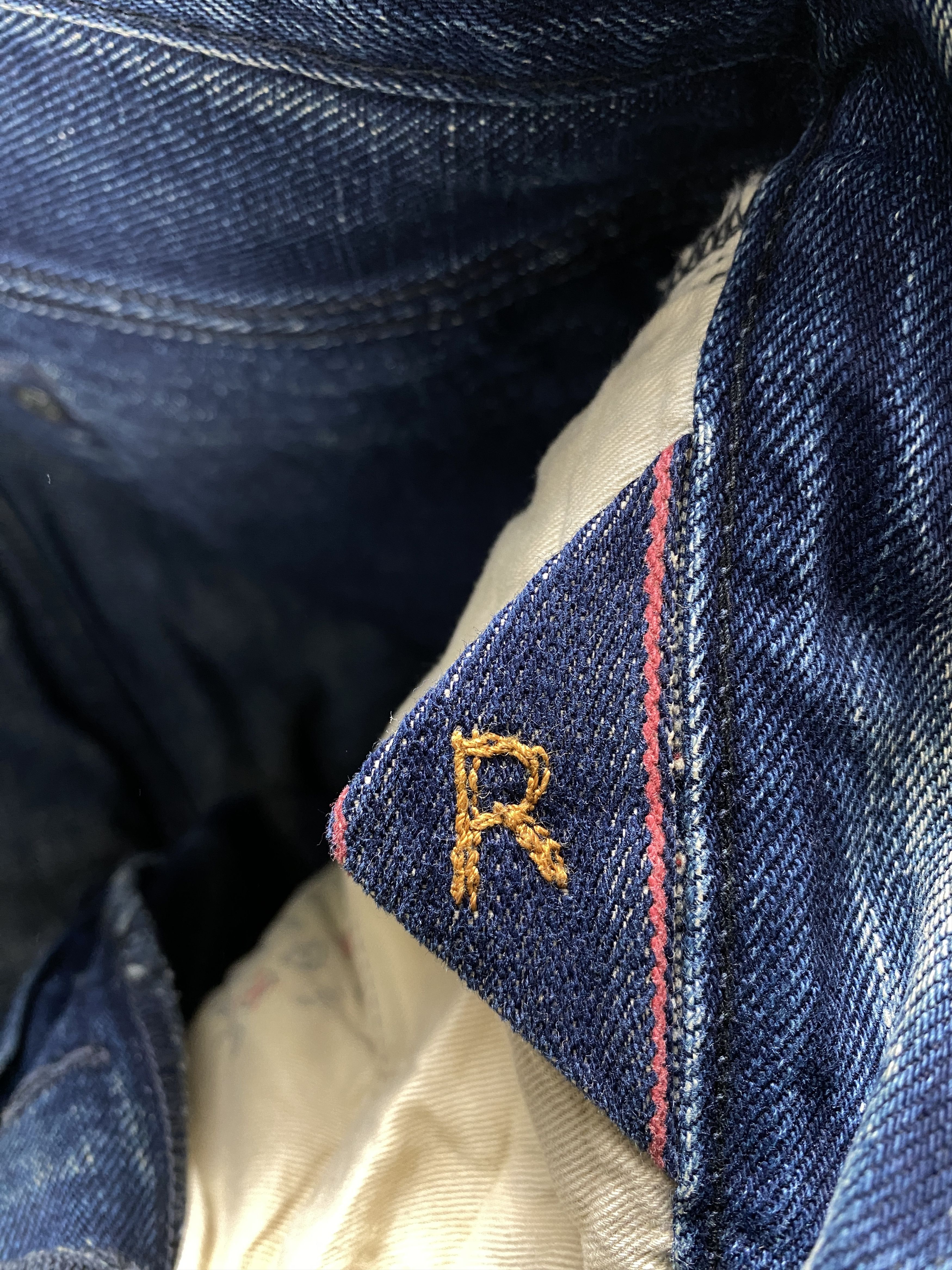 Vintage 💢 Selvedge Vintage R Faded Blue Jeans CP0079 Size US 33 - 13 Thumbnail
