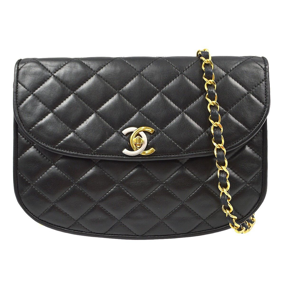 Chanel Chanel Vintage Round Flap Bag Quilted Lambskin Size ONE SIZE - 1 Thumbnail