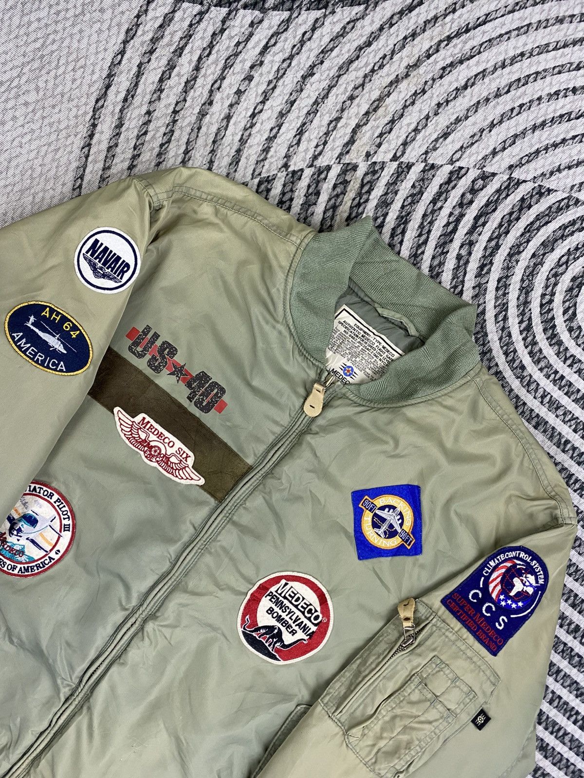 Japanese Brand Vintage Medico Pennsylvania Multi Patches Bomber Jacket Size US XL / EU 56 / 4 - 7 Thumbnail