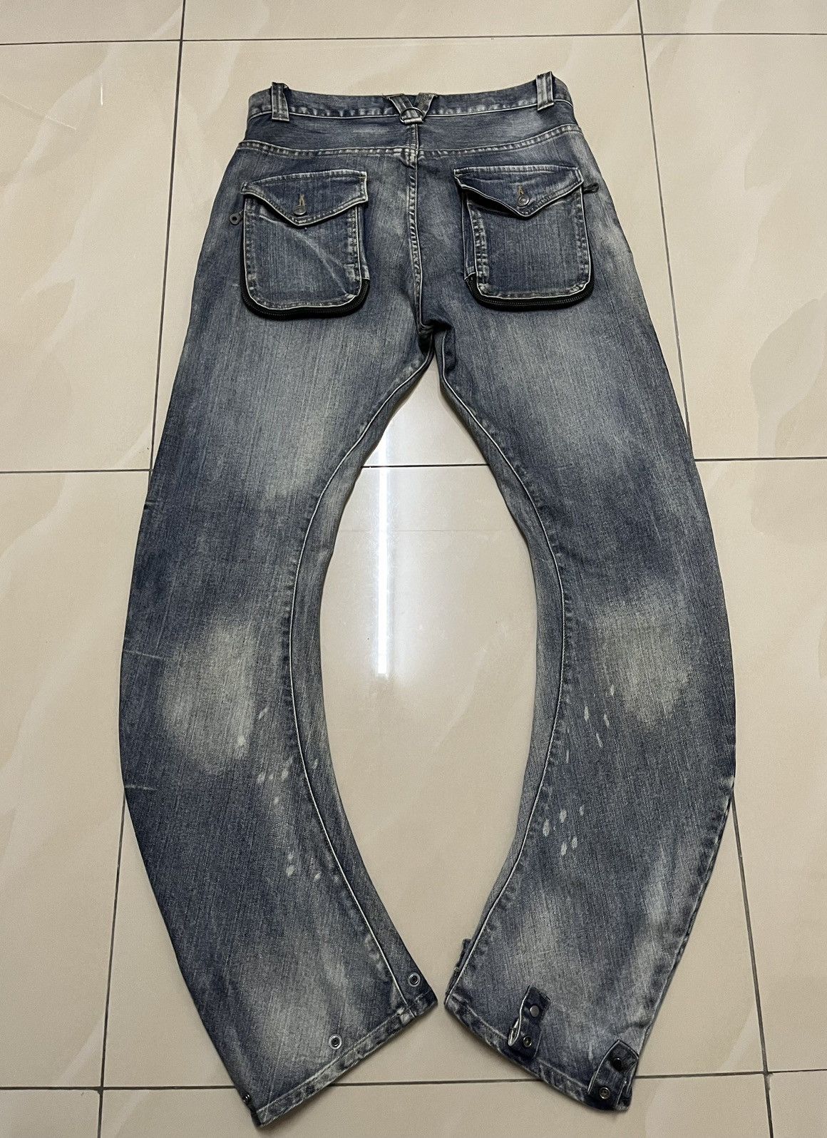 PPFM PPFM J spiral cut bondage curved punk style denim Size US 33 - 13 Thumbnail