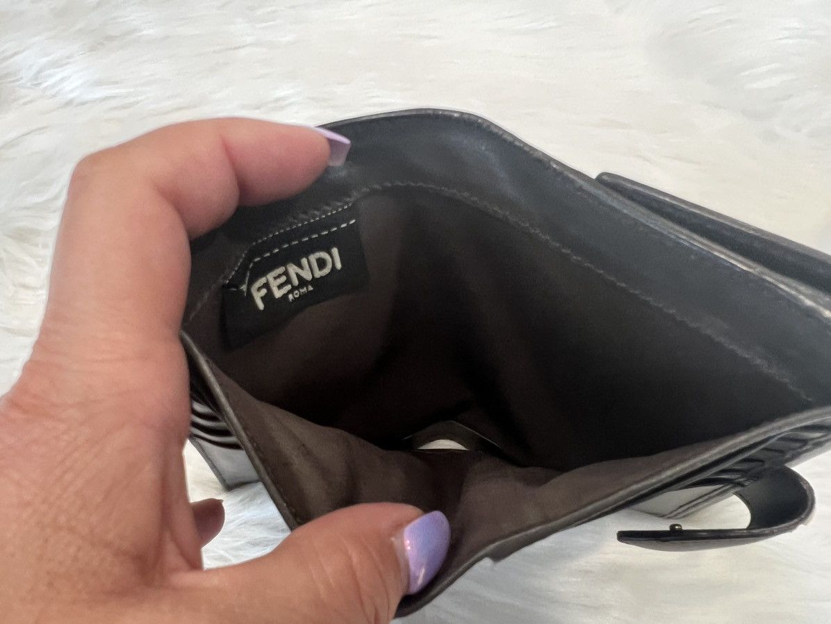 Fendi Fendi Kan I Leather Wallet w/ Ring Closure + Gunmetal Chain Size ONE SIZE - 8 Thumbnail