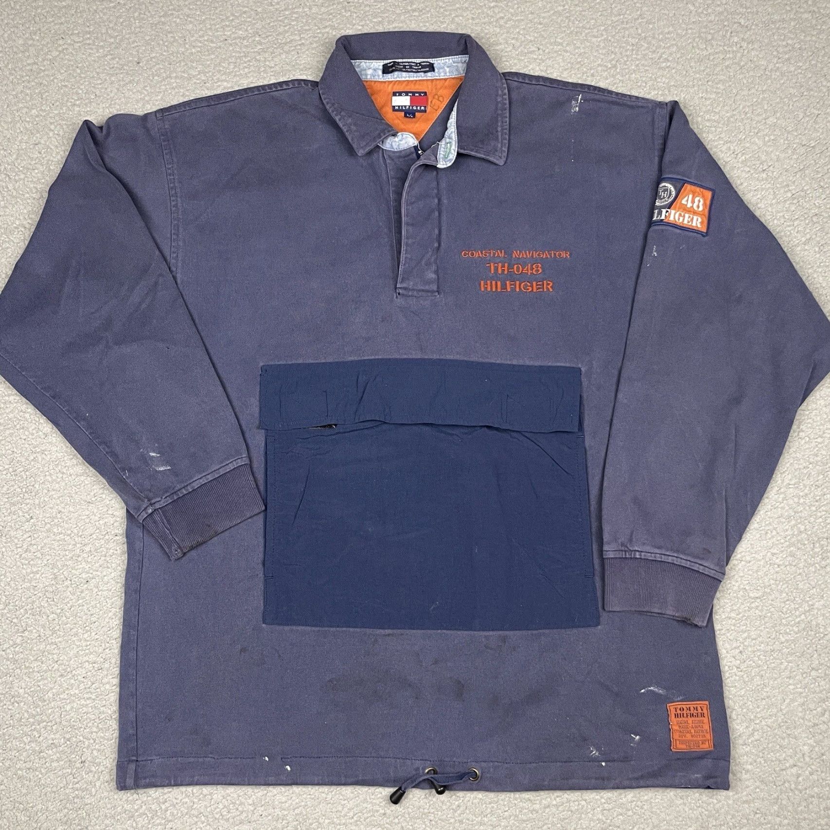 Tommy Hilfiger VINTAGE Tommy Hilfiger Shirt Mens L Blue Coastal Navigator Pullover Button-Up Casual Solid American Size US L / EU 52-54 / 3 - 2 Thumbnail